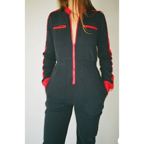 LF Markey (Size 0) Boilersuit Blue Red Pockets Workwear Winter Skiing - Picture 2 of 16